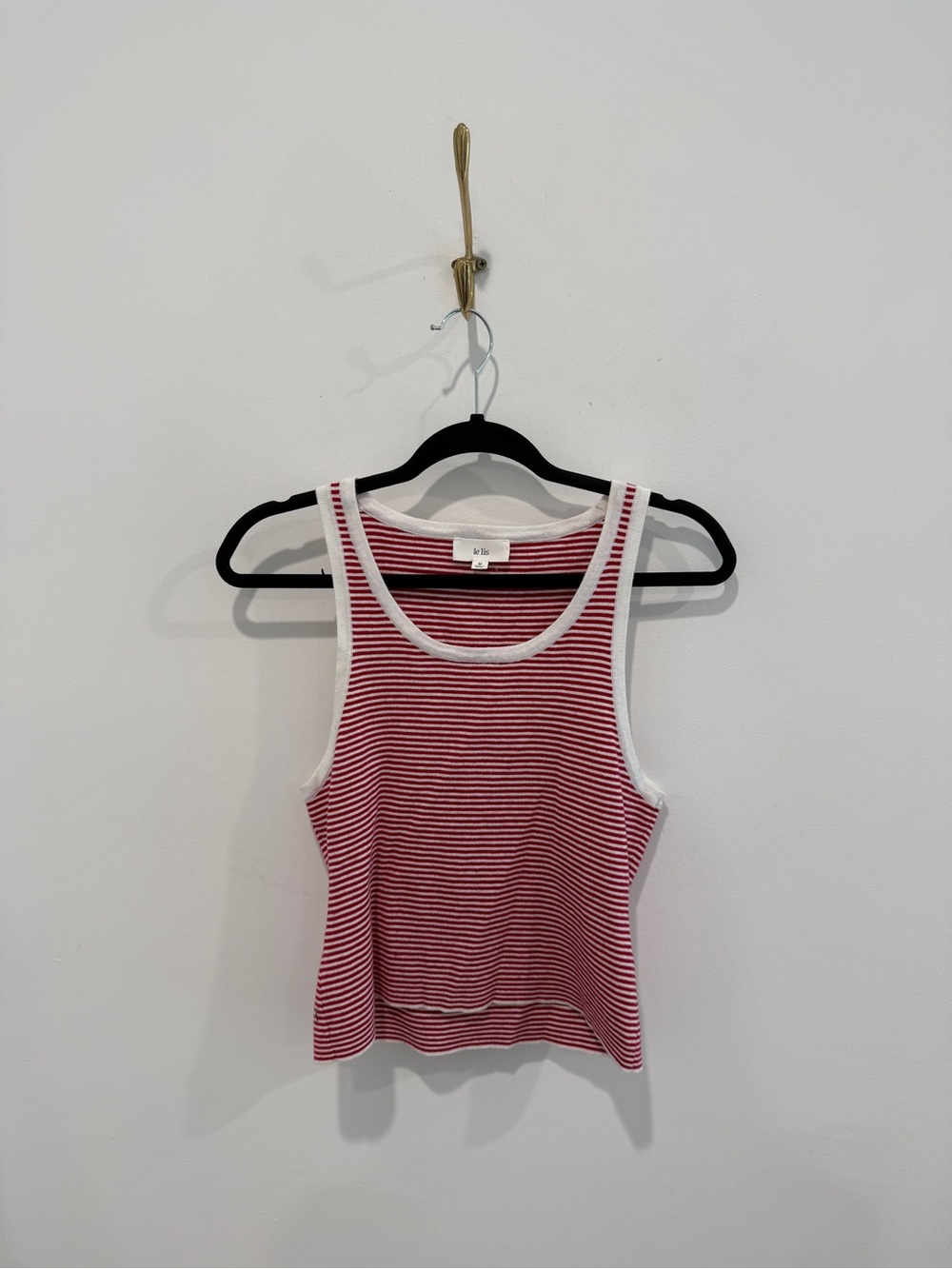 Le Lis Red and White Striped Ribbed Tank
